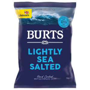 BUR241012 Tüte Burts Potato Chips Lightly Sea Salted, handgekochte britische Chips mit Meersalz.